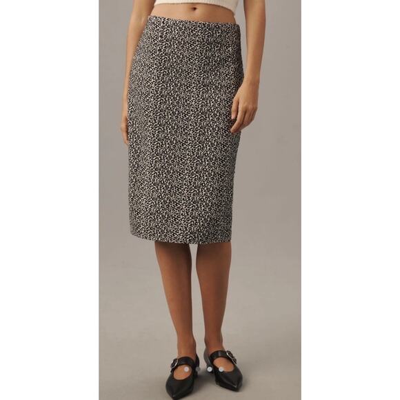 By Anthropologie Knee-Length Pencil Skirt in Black Leopard Pattern S NWT $128 - Picture 3 of 7